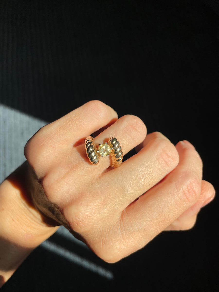 14k textured bypass ring with a citrine – austra
